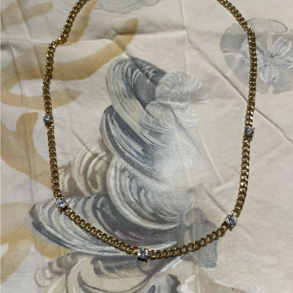 Diamonique Gold Necklace with Silver Highlights